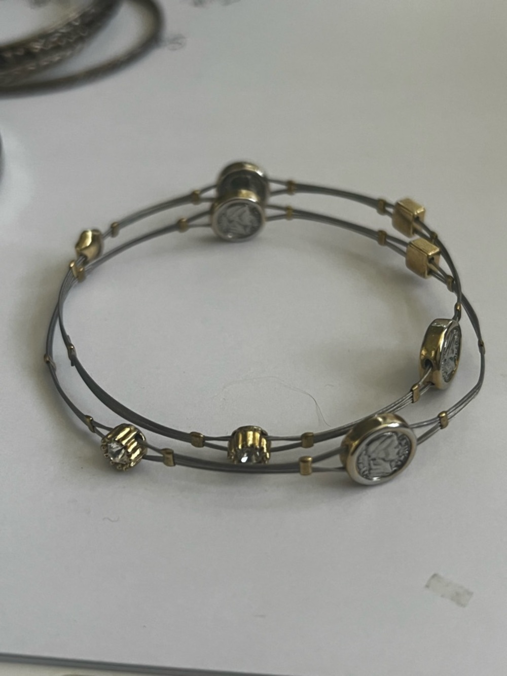 Vintage Napoleon Emperor Coin Wire Bangles